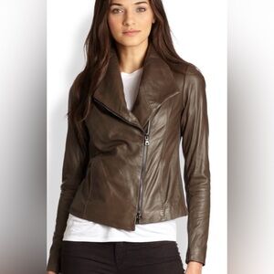 Vince Scuba Leather Jacket Dark Brown Staple size Medium